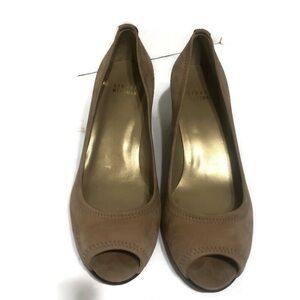 stuart weitzman womens tan open toe suede heels shoes sz 7.5
